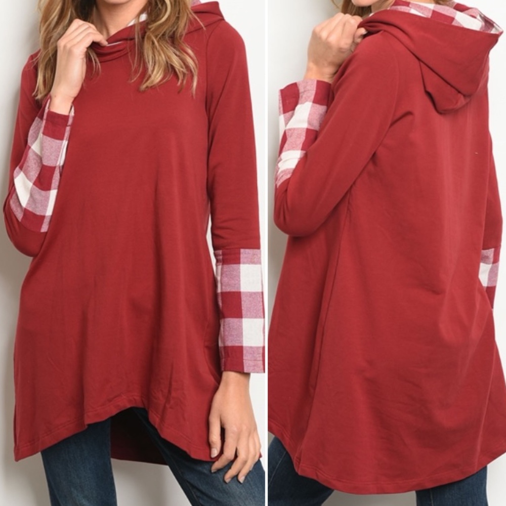 Hooded lightweight tunic sweatshirt